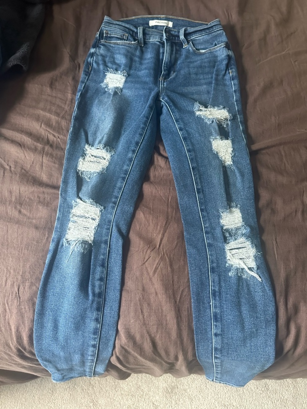 PaxSun Distressed High-Rise Women’s Jeans - Blue